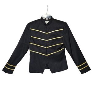 Gantos Womens Black Gold Military Band Jacket Blazer 4 Vintage Steampunk Band